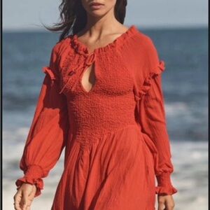 🚨 EUC Free People Kiss & Tell Smocked Mini Dress